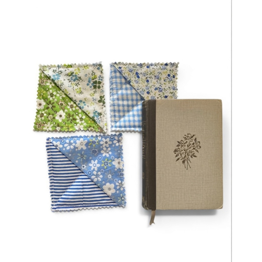Handmade quilted corner bookmarks